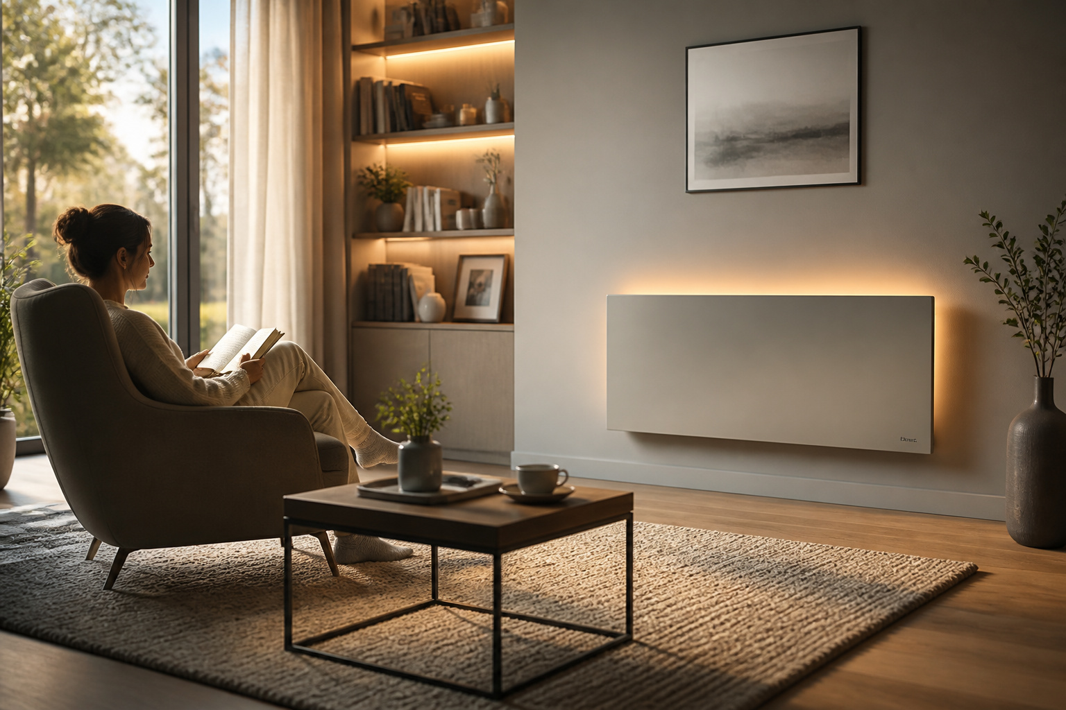 Salon cosy avec radiateur design