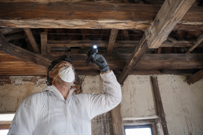 Diagnostic amiante realise par un professionnel dans une maison ancienne
