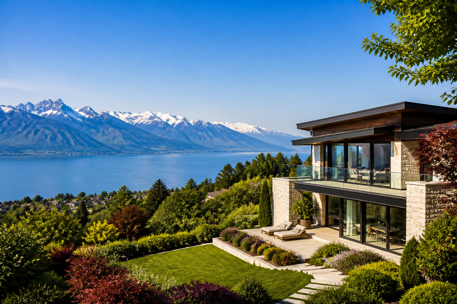 Villa moderne sur les rives du lac leman