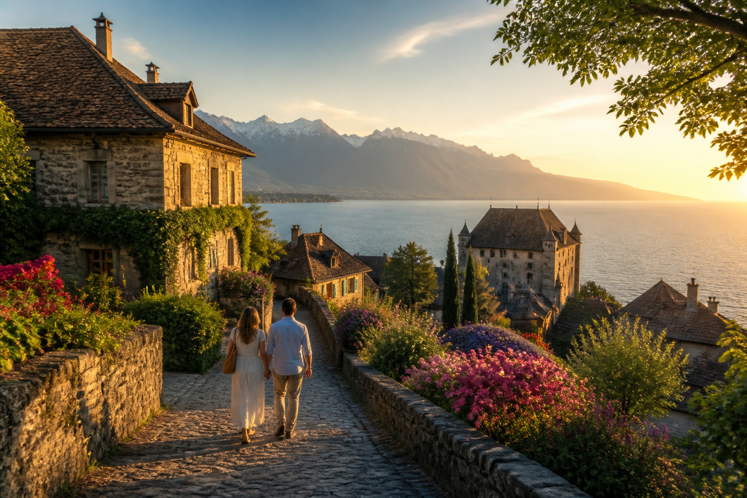 Yvoire joyau medieval au coucher du soleil