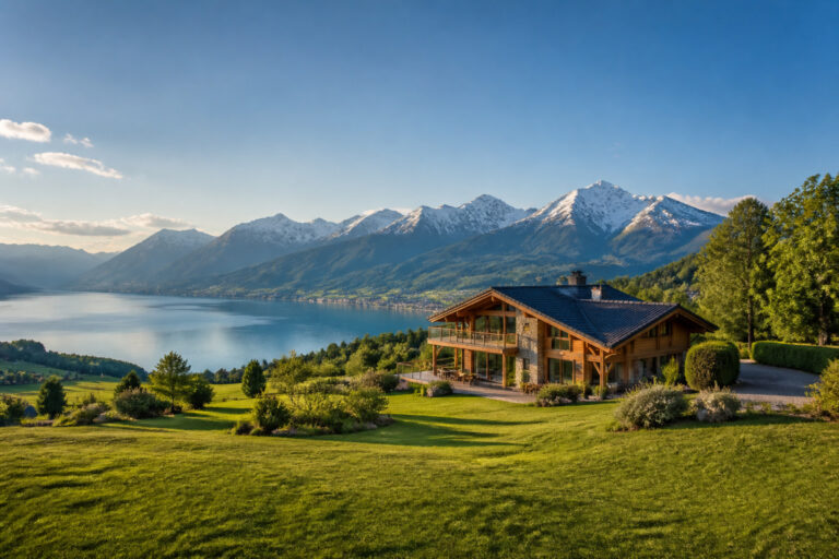 Chalet de luxe au bord du lac et des montagnes