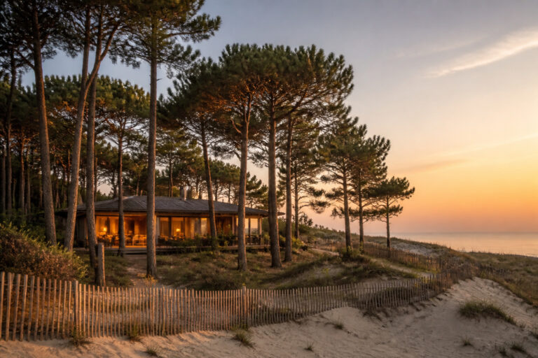 Maison de cap ferret au coucher du soleil