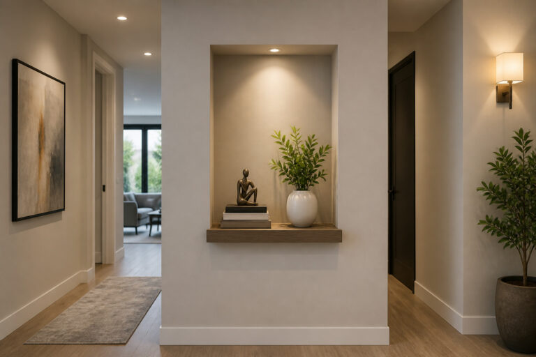 Niche decorative dans un couloir moderne
